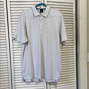 Classic White and Black Striped Polo Shirt